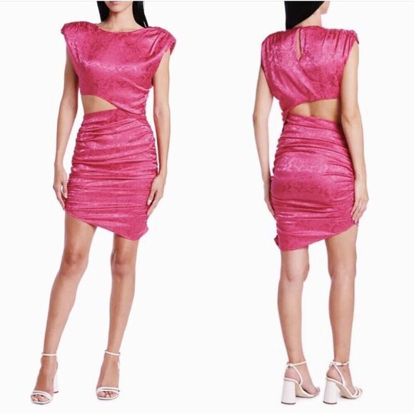Ronny Kobo Collection Dresses & Skirts - Ronny Kobo Collection Fuchsia Cutout Ruched Mini Dress